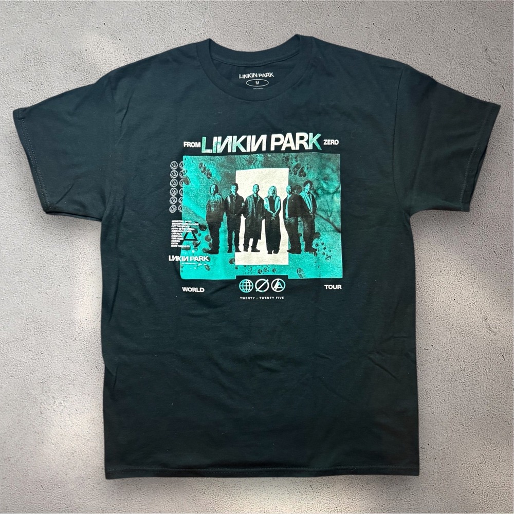 Linkin Park From Zero World Tour 2025 Graphic T-Shirt Mens Medium Black Teal